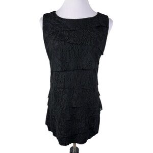 Verve Ami Layered Tiered Front Lace Sleeveless Blouse Women's Junior XL Black